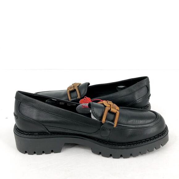 PIKOLINOS Women Aviles Platform Loafer EU 39 US 8.5 Black Leather Chain Link NIB - Picture 5 of 13